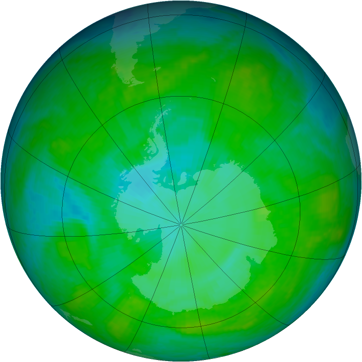 Antarctic ozone map for 27 December 2002